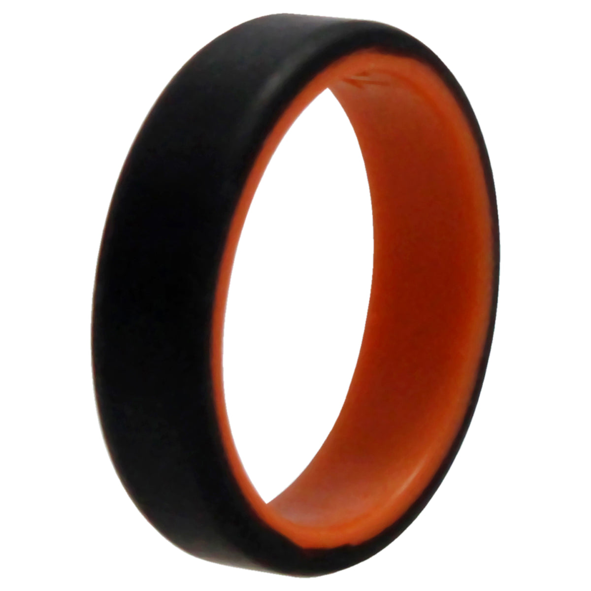 Silicone Wedding 6mm Brush 2Layer Ring  OrangeBlack by ROQ for Men  10 mm Ring