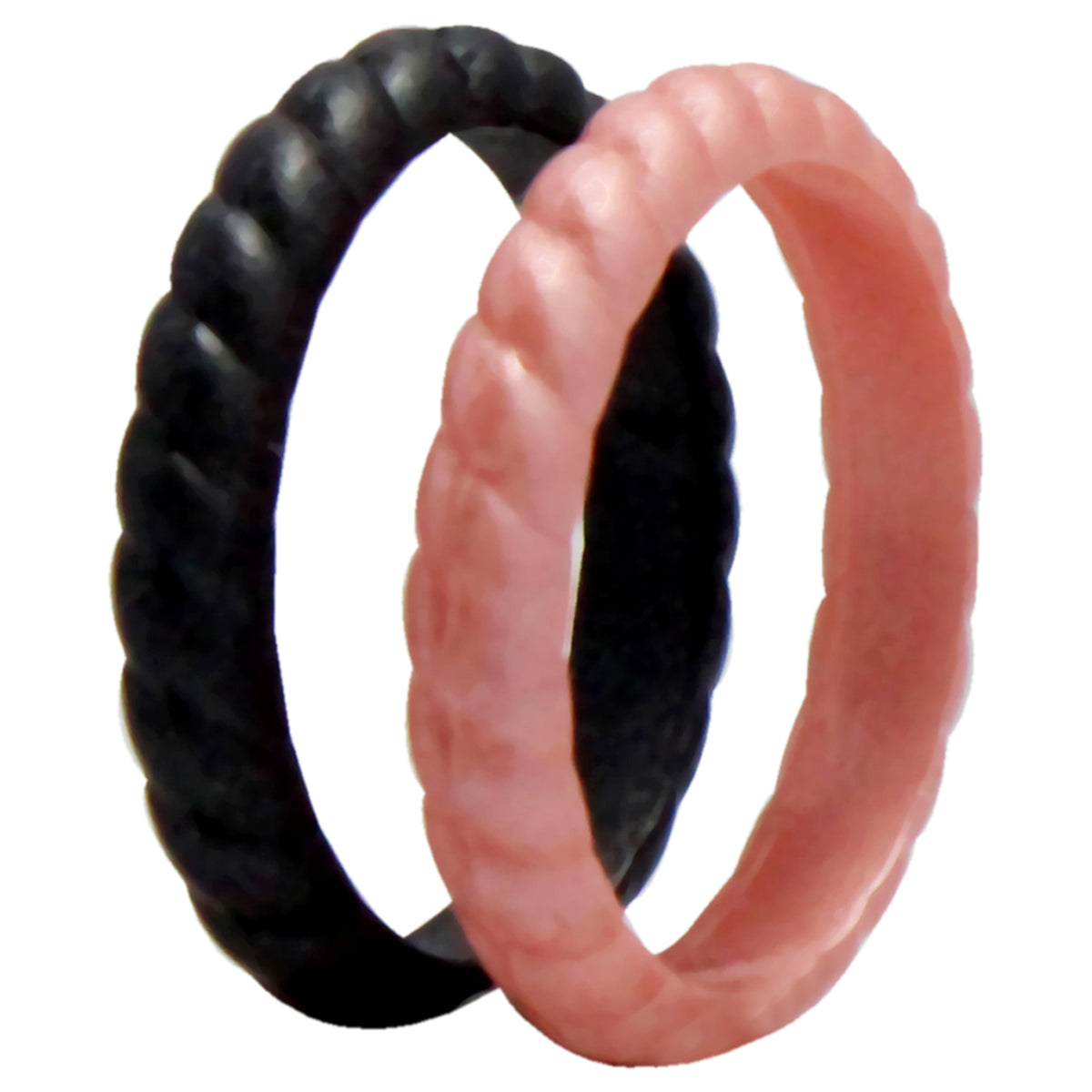 Silicone Wedding Stackble Bra Point Ring Set  BlackRose by ROQ for Women  2 x 7 mm Ring