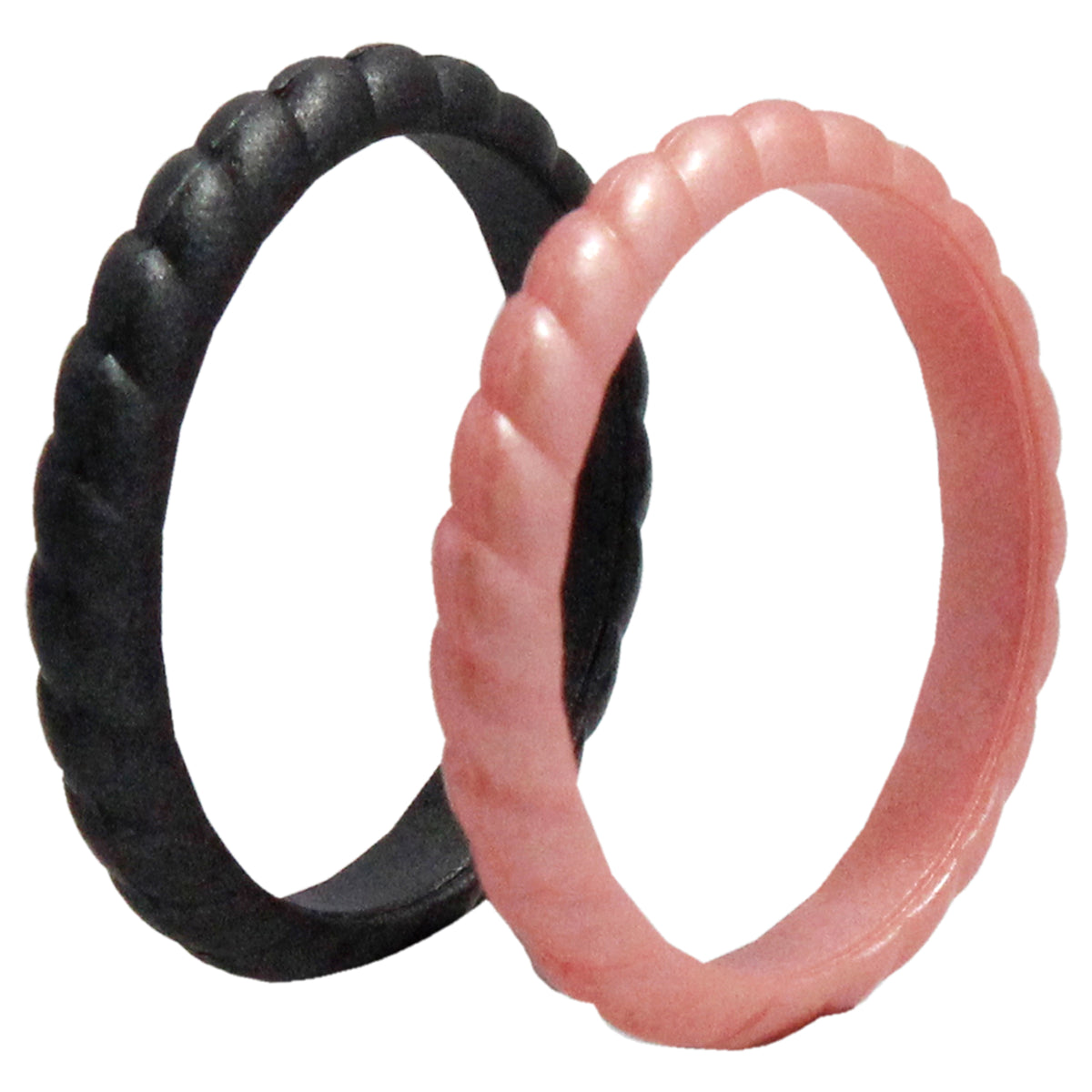 Silicone Wedding Stackble Bra Point Ring Set  BlackRose by ROQ for Women  2 x 10 mm Ring