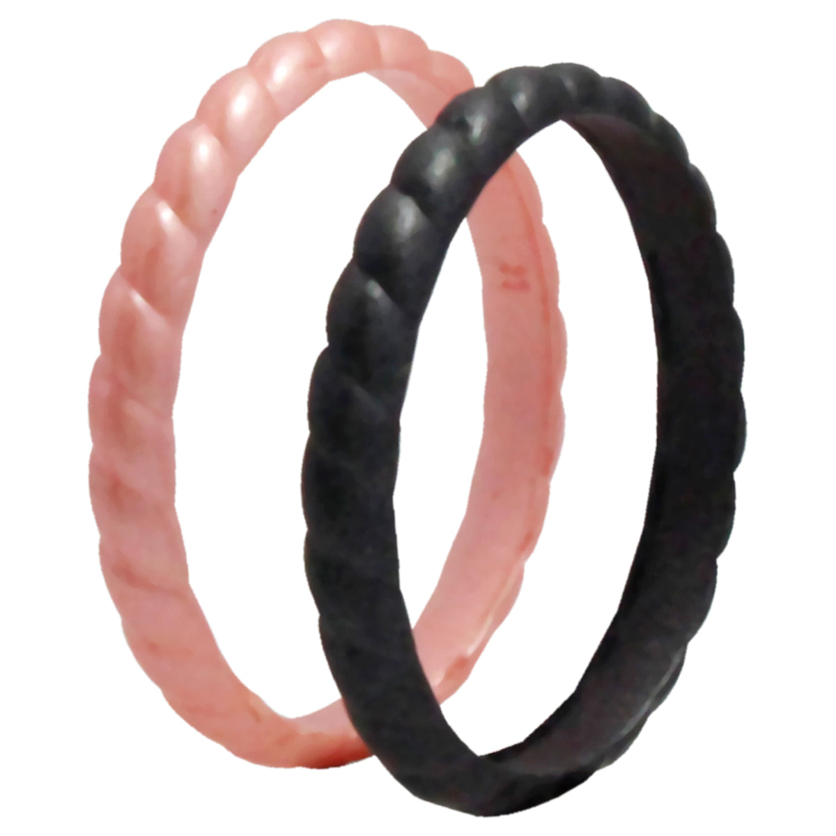 Silicone Wedding Stackble Bra Point Ring Set  BlackRose by ROQ for Women  2 x 11 mm Ring