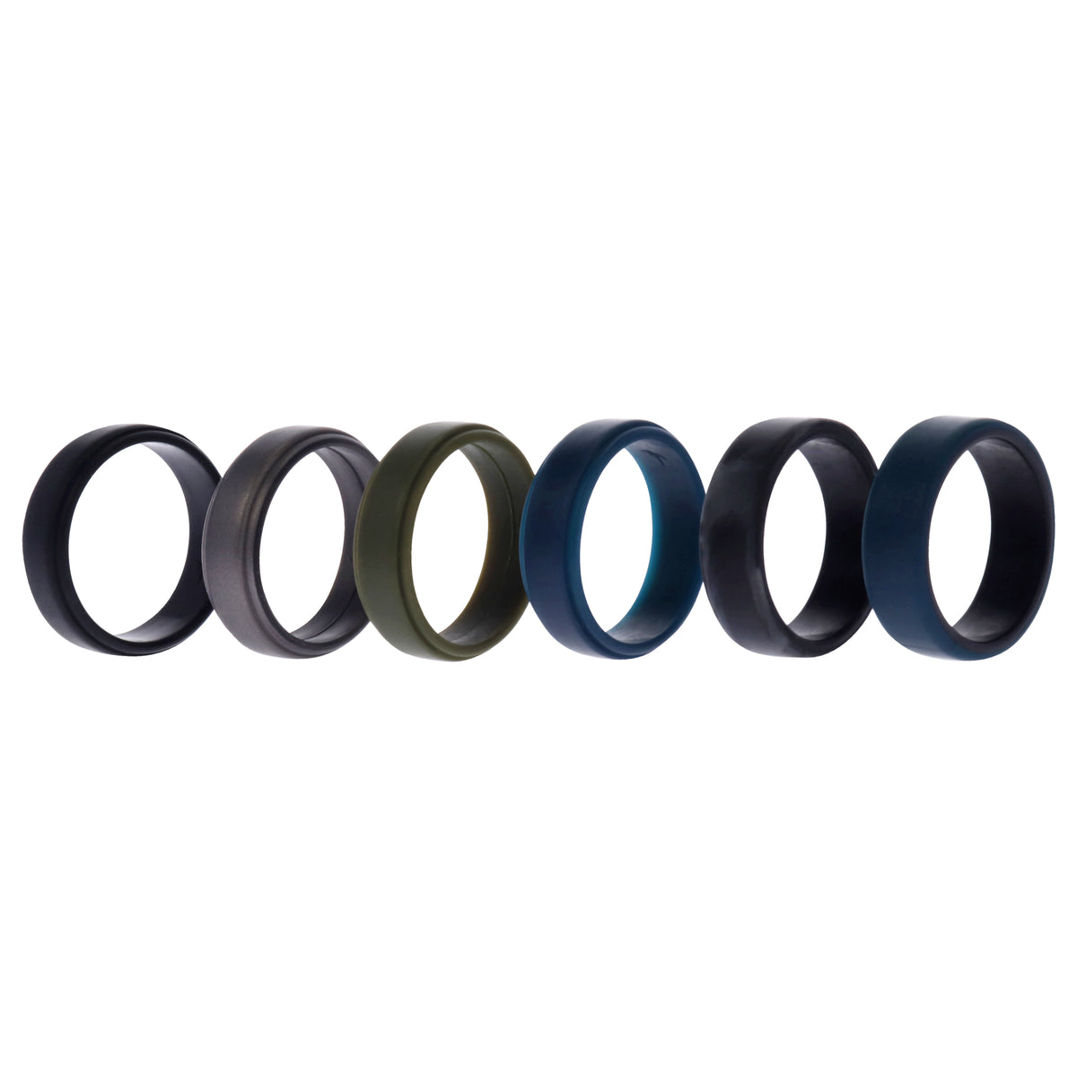 Silicone Wedding 2Layer Beveled 8mm Ring Set  BlackCamo by ROQ for Men  6 x 15 mm Ring