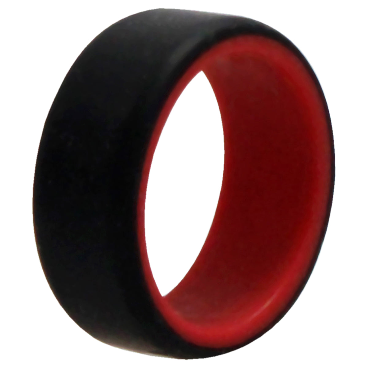 Silicone Wedding 2Layer Beveled 8mm Ring  RedBlack by ROQ for Men  7 mm Ring