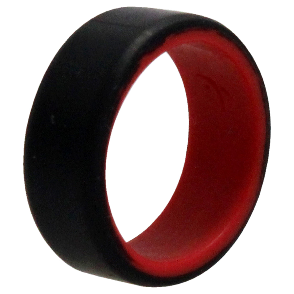 Silicone Wedding 2Layer Beveled 8mm Ring  RedBlack by ROQ for Men  8 mm Ring