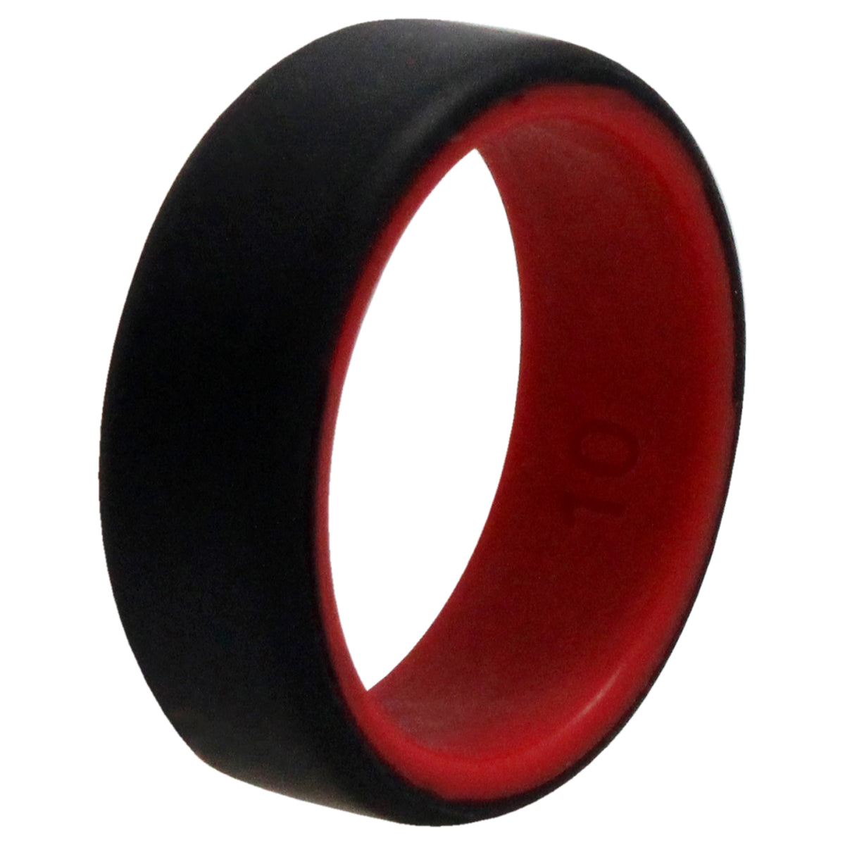 Silicone Wedding 2Layer Beveled 8mm Ring  RedBlack by ROQ for Men  10 mm Ring