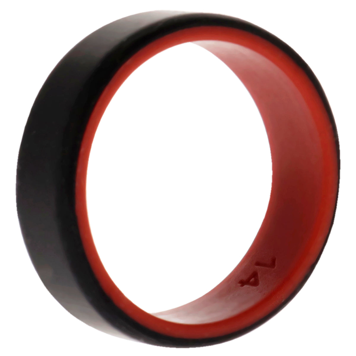 Silicone Wedding 2Layer Beveled 8mm Ring  RedBlack by ROQ for Men  14 mm Ring