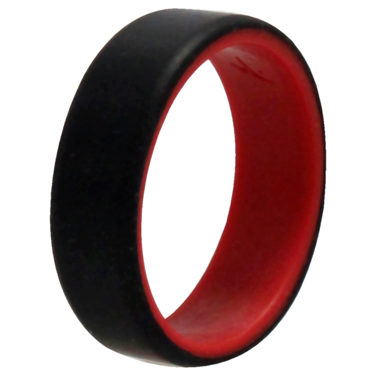 Silicone Wedding 2Layer Beveled 8mm Ring  RedBlack by ROQ for Men  16 mm Ring