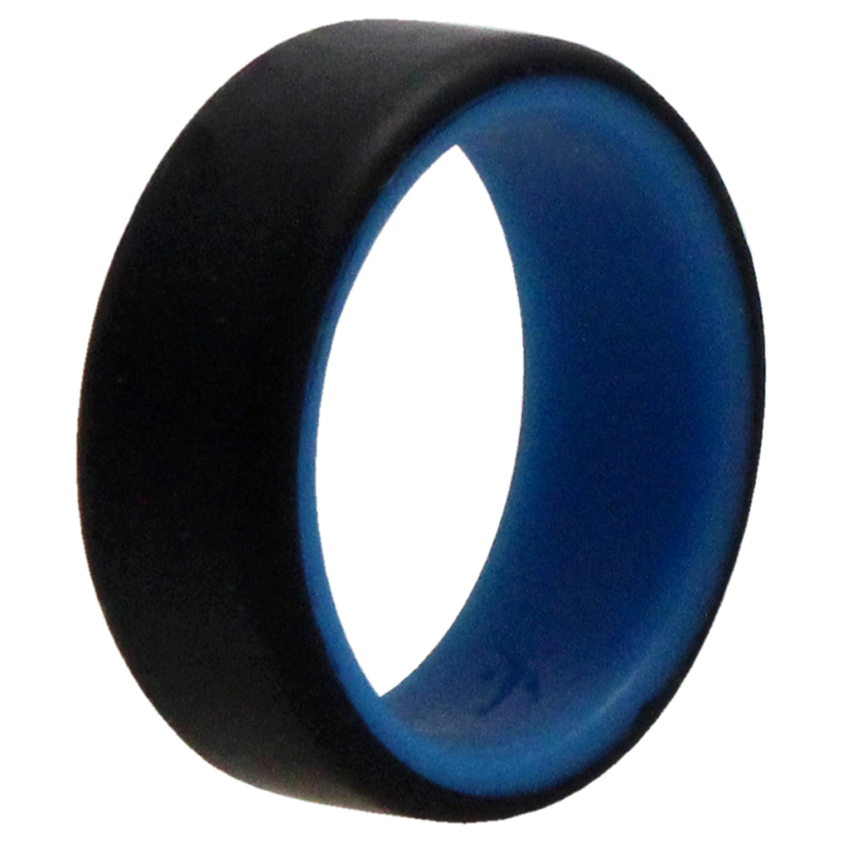 Silicone Wedding 2Layer Beveled 8mm Ring  BlueBlack by ROQ for Men  8 mm Ring