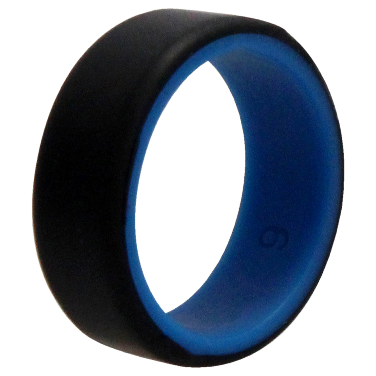 Silicone Wedding 2Layer Beveled 8mm Ring  BlueBlack by ROQ for Men  9 mm Ring