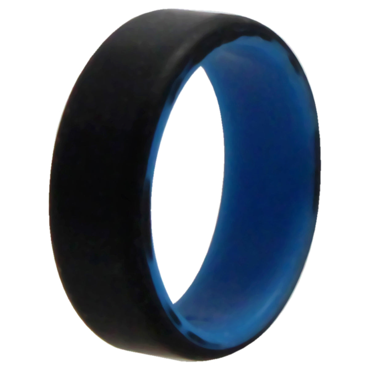 Silicone Wedding 2Layer Beveled 8mm Ring  BlueBlack by ROQ for Men  11 mm Ring