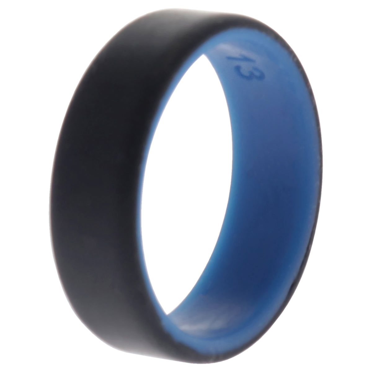 Silicone Wedding 2Layer Beveled 8mm Ring  BlueBlack by ROQ for Men  13 mm Ring