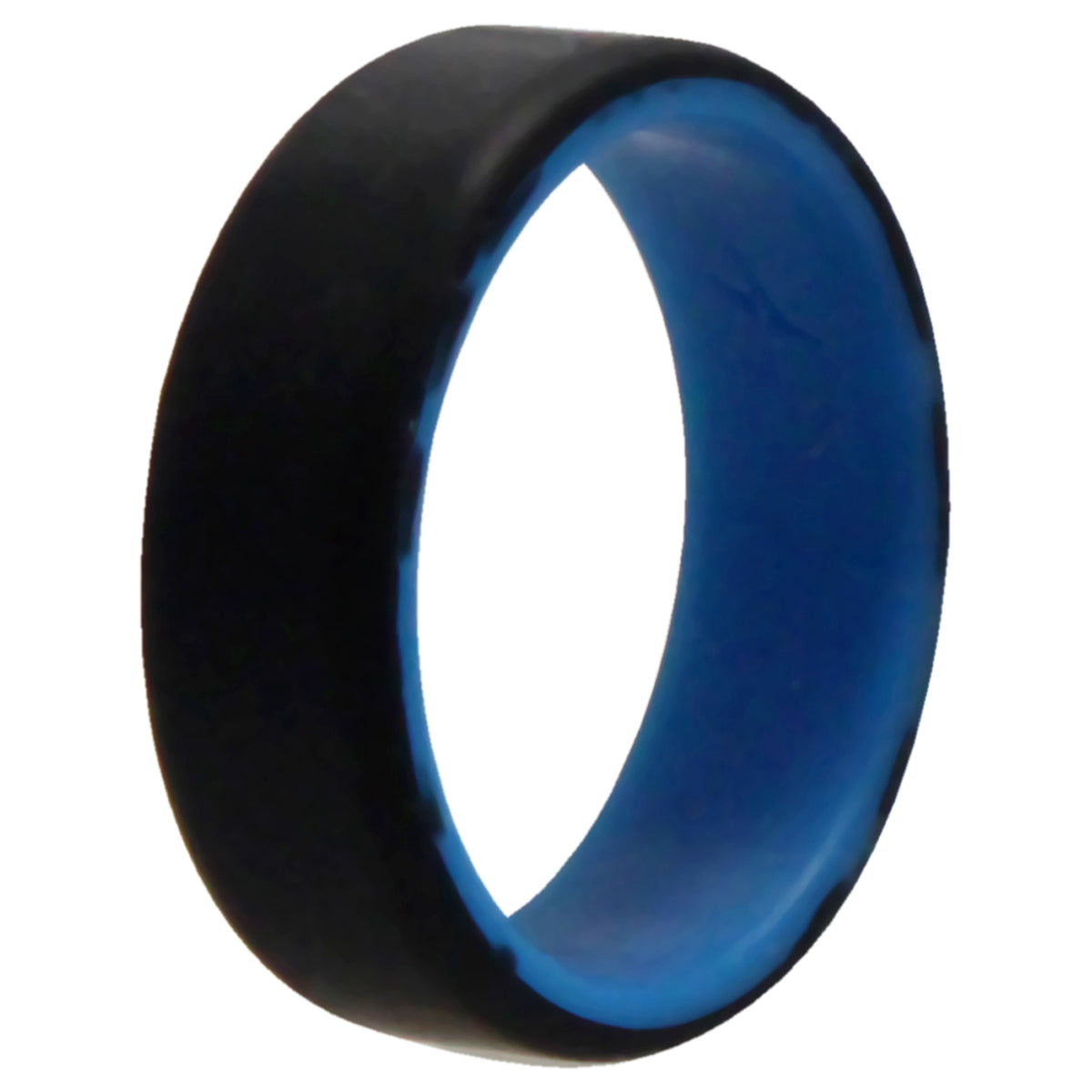 Silicone Wedding 2Layer Beveled 8mm Ring  BlueBlack by ROQ for Men  14 mm Ring