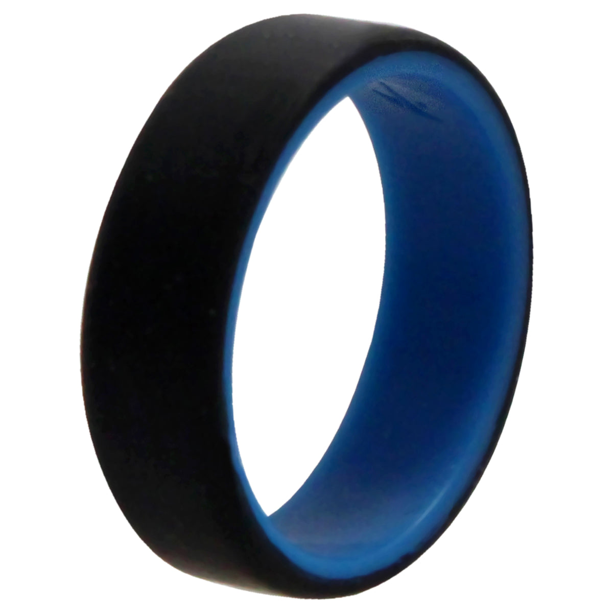 Silicone Wedding 2Layer Beveled 8mm Ring  BlueBlack by ROQ for Men  15 mm Ring