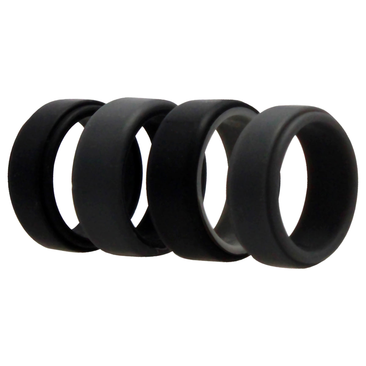 Silicone Wedding 2Layer Beveled 8mm Ring Set  Grey by ROQ for Men  4 x 7 mm Ring