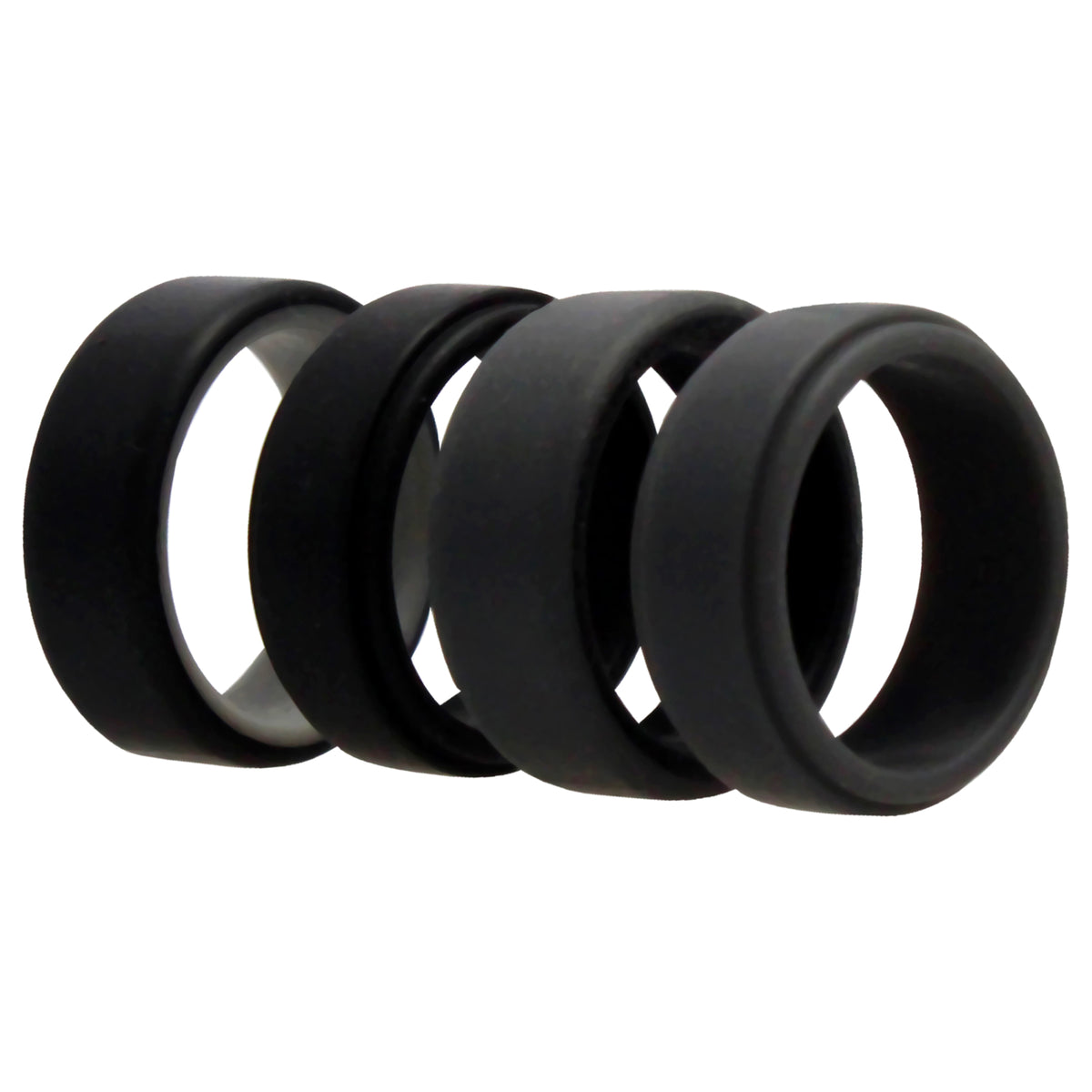 Silicone Wedding 2Layer Beveled 8mm Ring Set  Grey by ROQ for Men  4 x 9 mm Ring