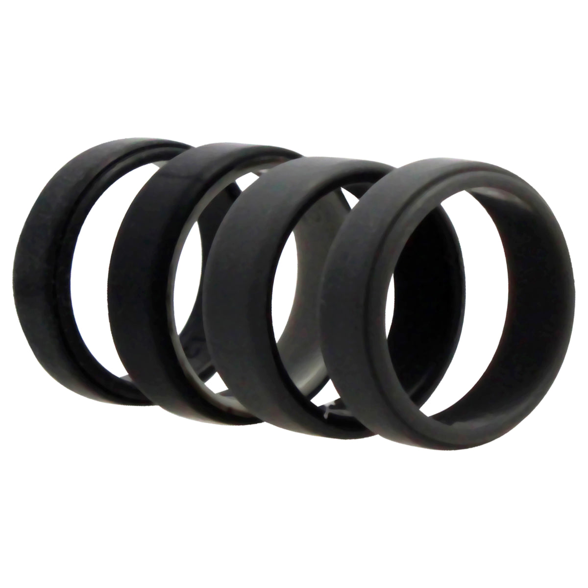 Silicone Wedding 2Layer Beveled 8mm Ring Set  Grey by ROQ for Men  4 x 12 mm Ring