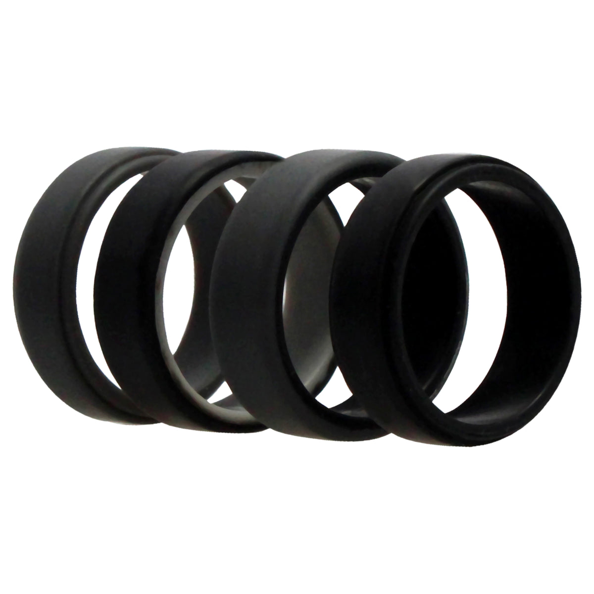 Silicone Wedding 2Layer Beveled 8mm Ring Set  Grey by ROQ for Men  4 x 13 mm Ring