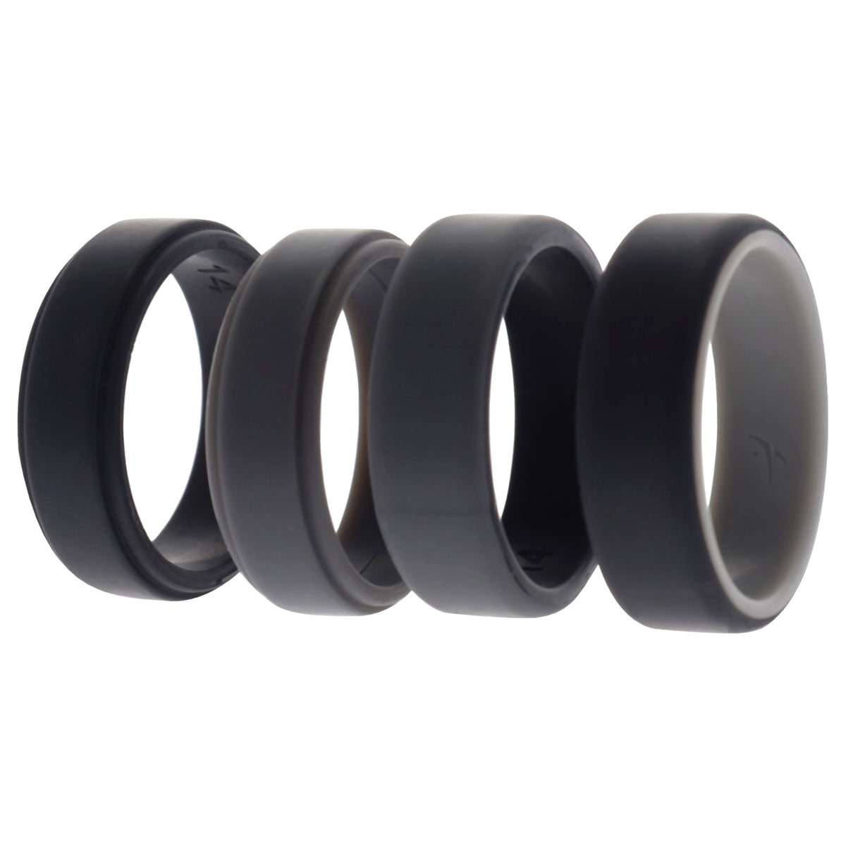 Silicone Wedding 2Layer Beveled 8mm Ring Set  Grey by ROQ for Men  4 x 14 mm Ring