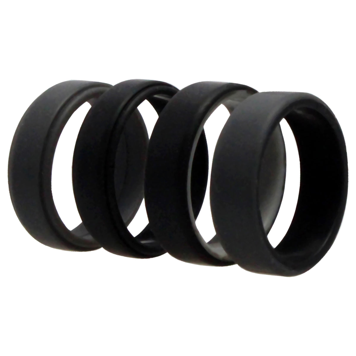 Silicone Wedding 2Layer Beveled 8mm Ring Set  Grey by ROQ for Men  4 x 15 mm Ring