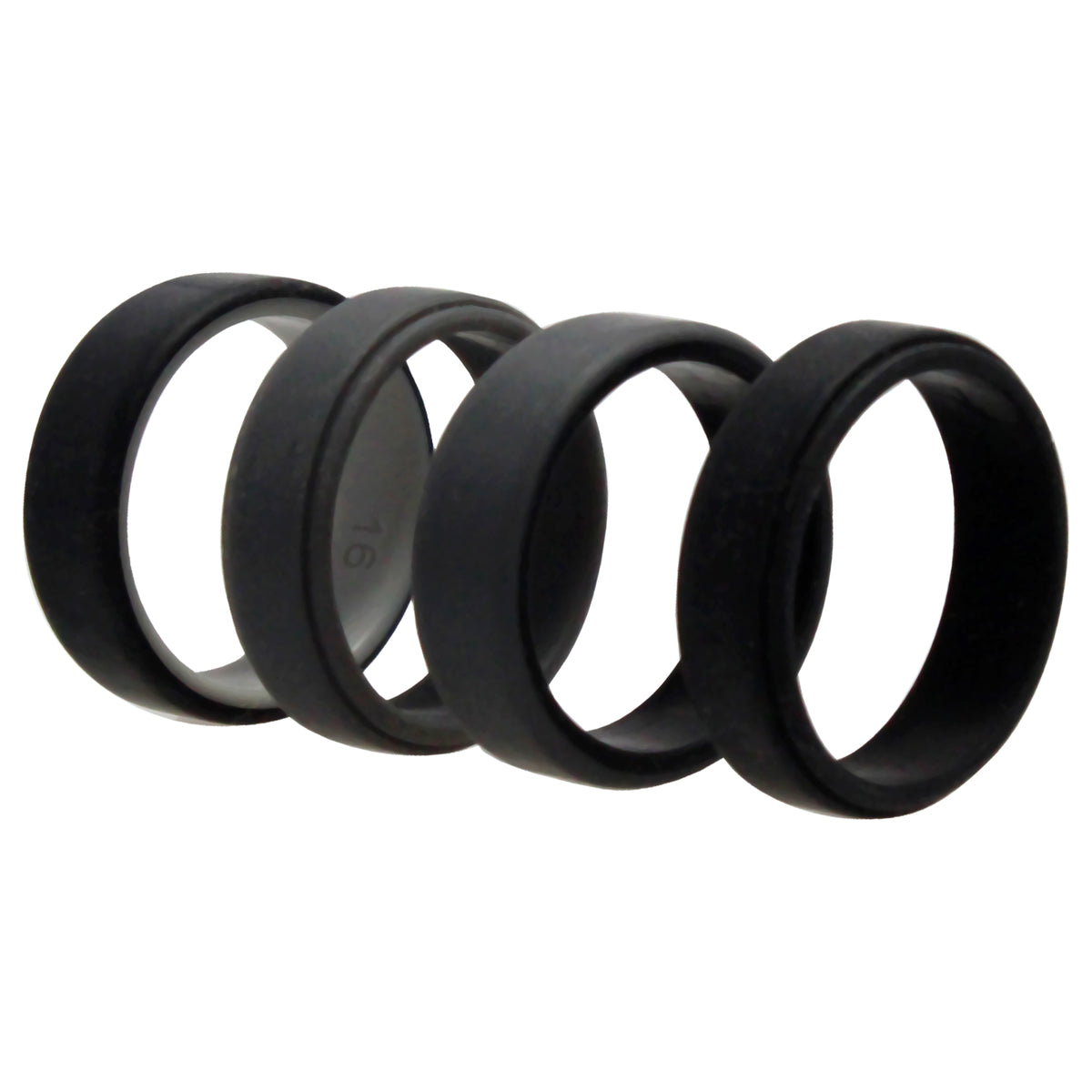 Silicone Wedding 2Layer Beveled 8mm Ring Set  Grey by ROQ for Men  4 x 16 mm Ring