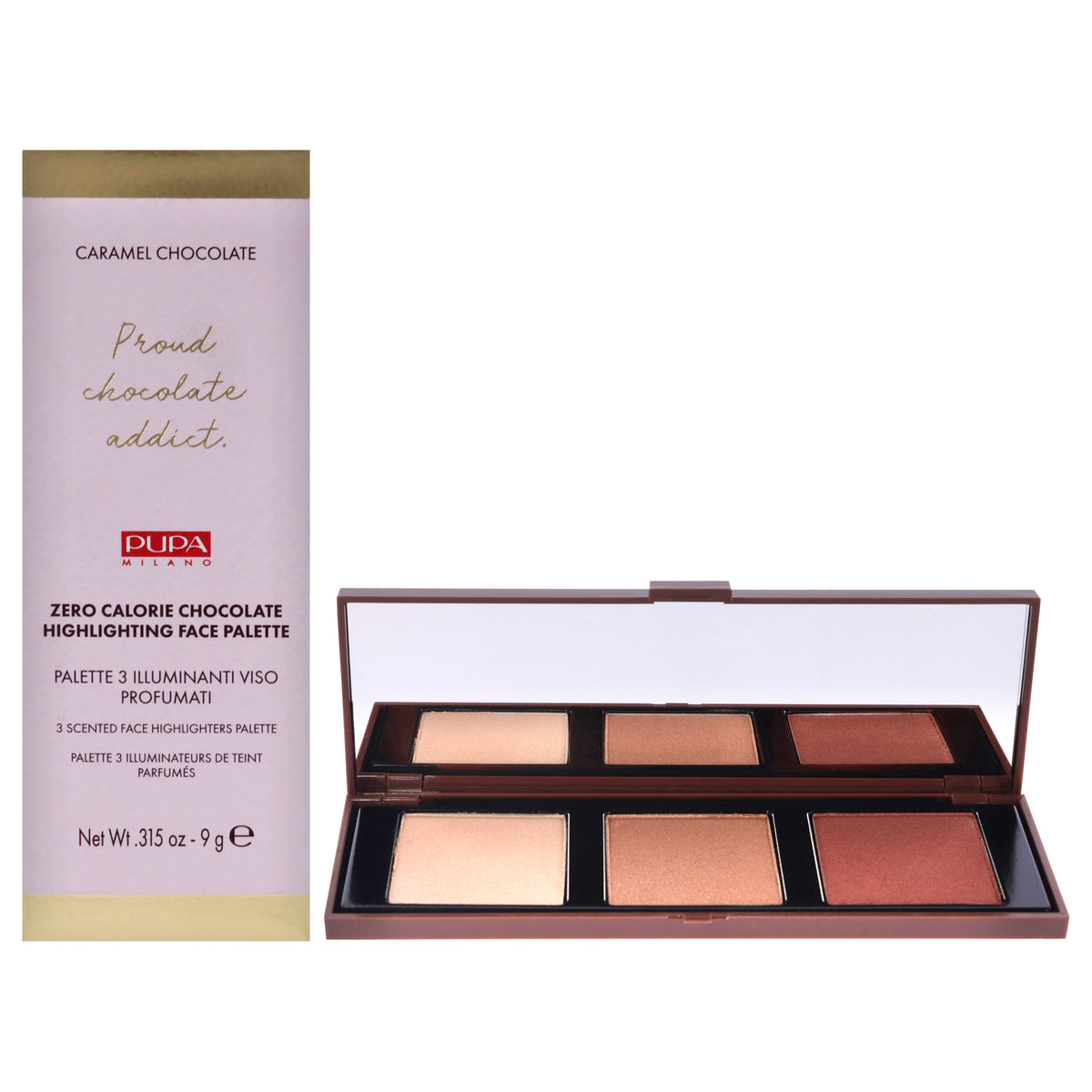 Zero Calorie Chocolate Highlighter Palette  002 Caramel Chocolate by Pupa Milano for Women  0315 oz Highlighter