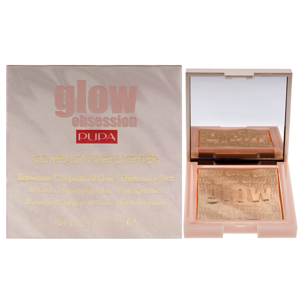 Glow Obession Compact Highlighter  100 Light Gold by Pupa Milano for Women  0211 oz Highlighter