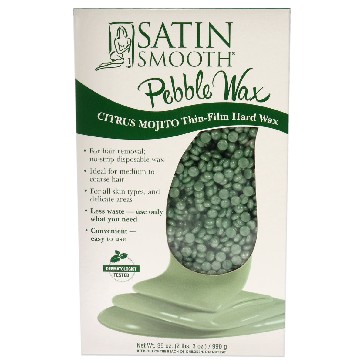 Citrus Mojito Thin Film Hard Wax by Satin Smooth for Women  35 oz Wax