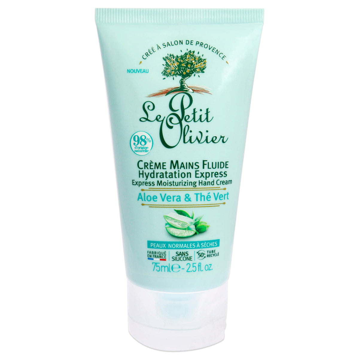 Express Moisturizing Hand Cream  Aloe Vera and Green Tea by Le Petit Olivier for Women  25 oz Cream