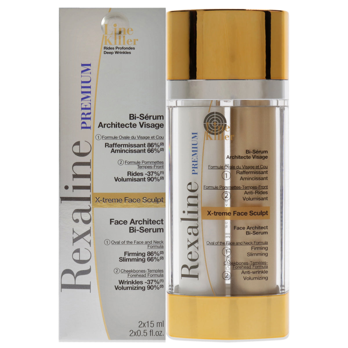 Line Killer XTreme Face Sculpt Architect BiSerum by Rexaline for Unisex  2 Pc 05oz Firming Slimming  05oz Wrinkle Volumizin