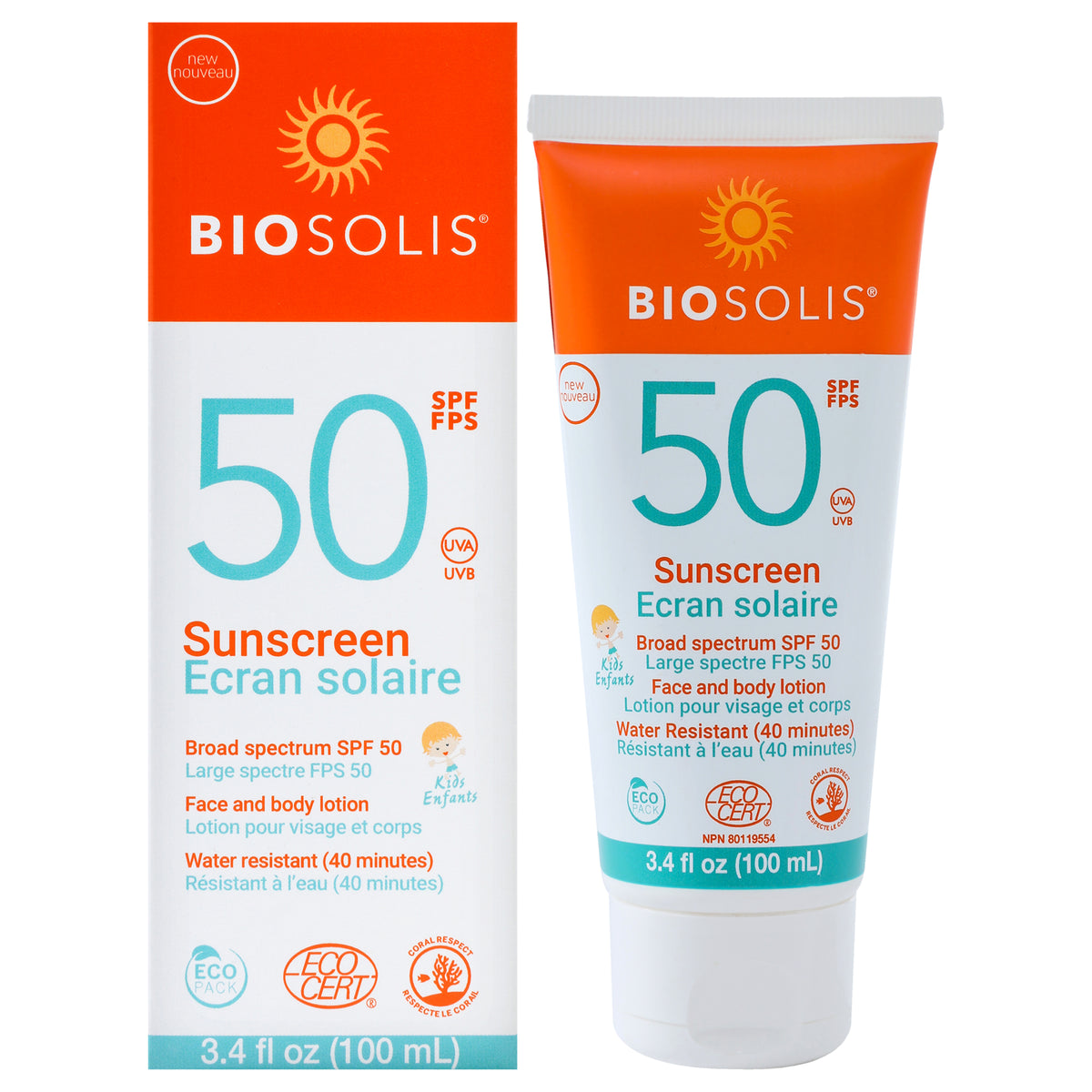 Sunscreen Face and Body Lotion SPF 50 by Biosolis for Kids  34 oz Sunscreen