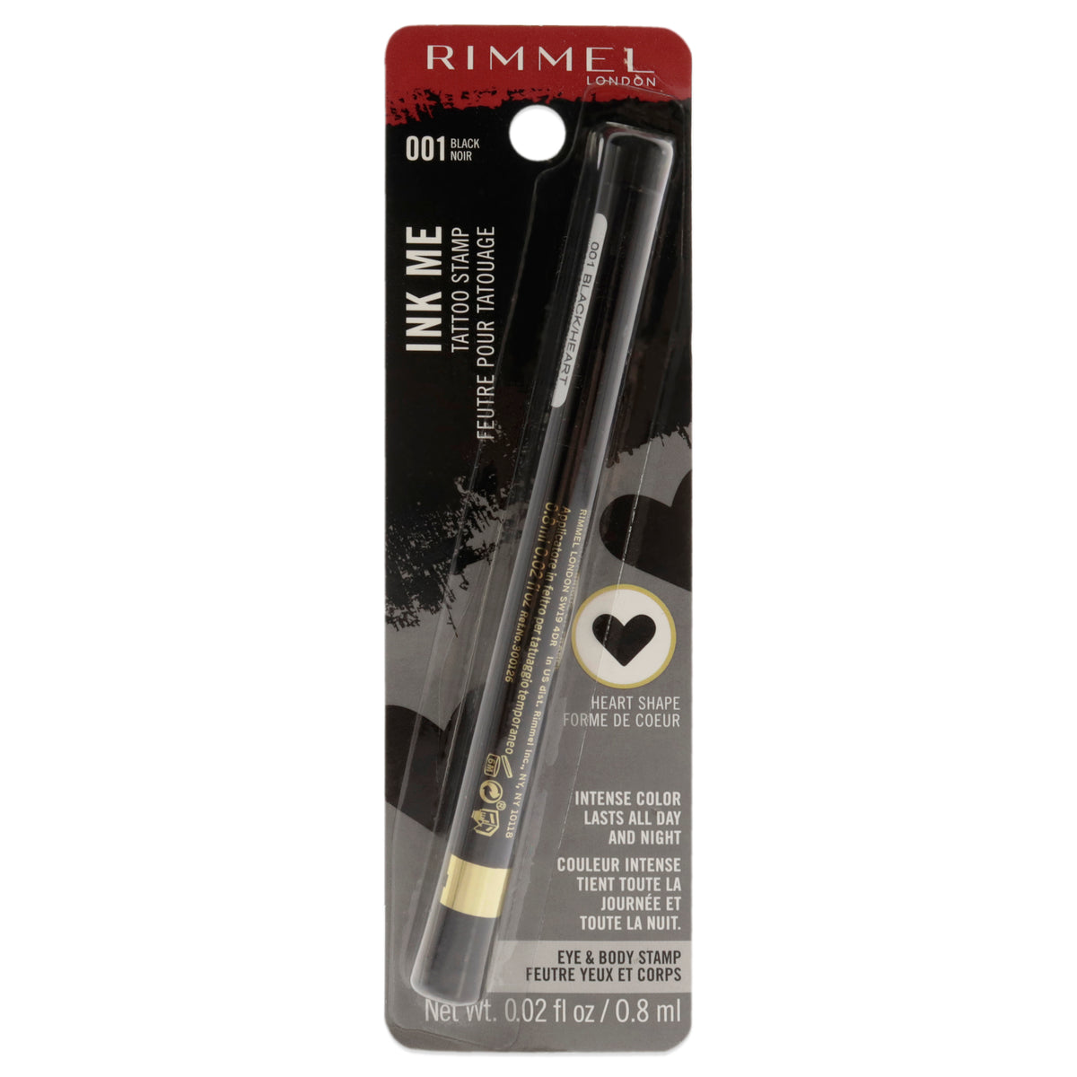 Ink Me Tatto Stamp Eyes and Body  001 Black Heart Shape by Rimmel London for Women  002 oz Eyeliner