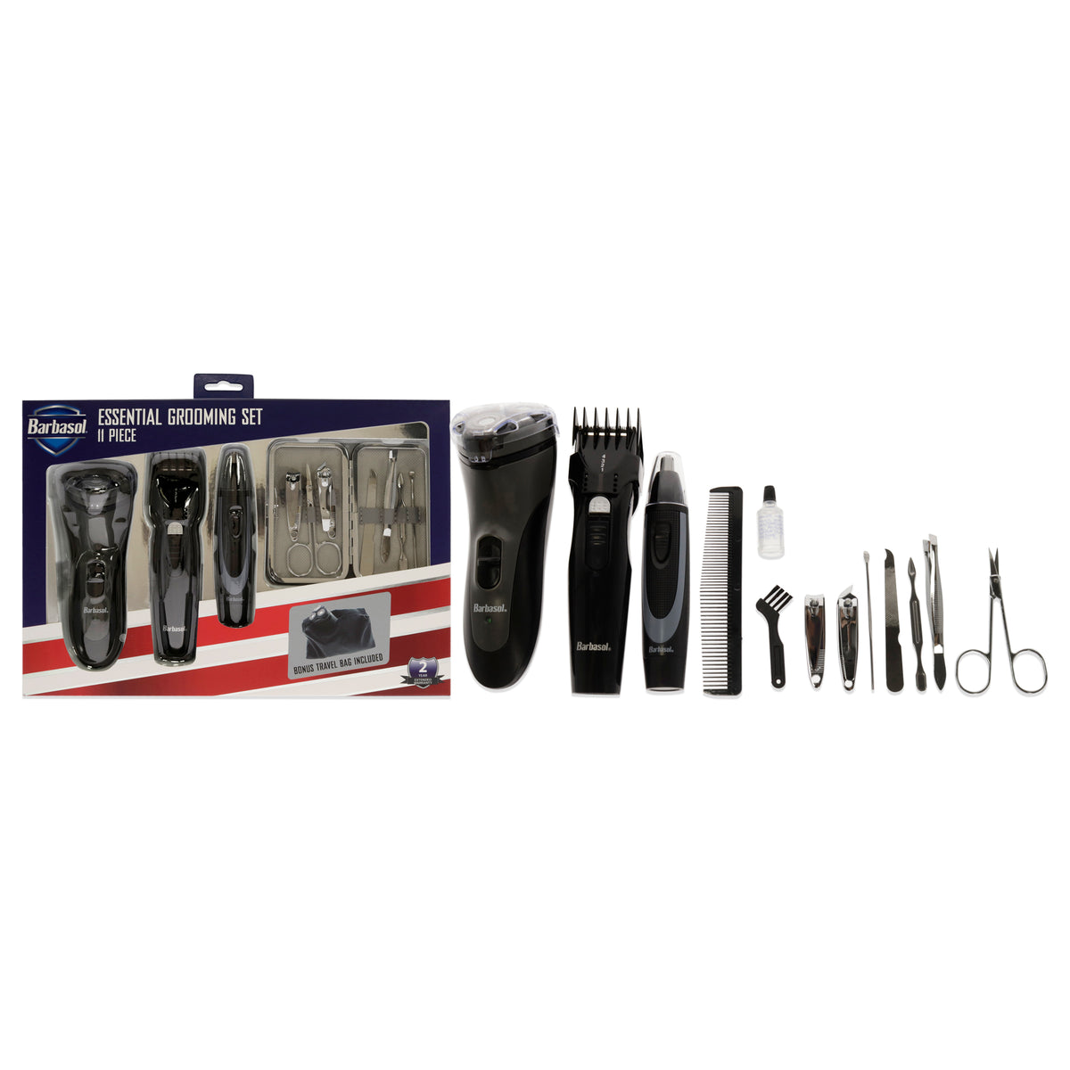 Essential Grooming Set by Barbasol for Men  10 Pc Body and Beard Trimmer  Ear and Nose Trimmer  2 Nail Clippers  2 Cuticle Push