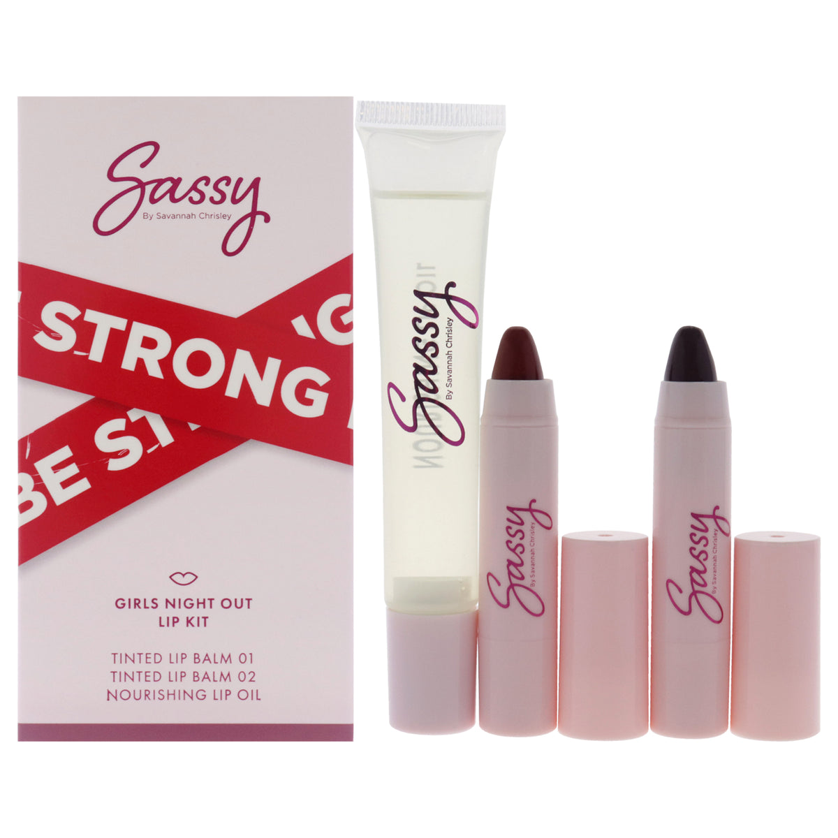 Breakup Collection Lip Kit  Girls Night Out by Sassy by Savannah Chrisley for Women  3 Pc Nourishing Lip Oil  2Pc Tinted Lip B