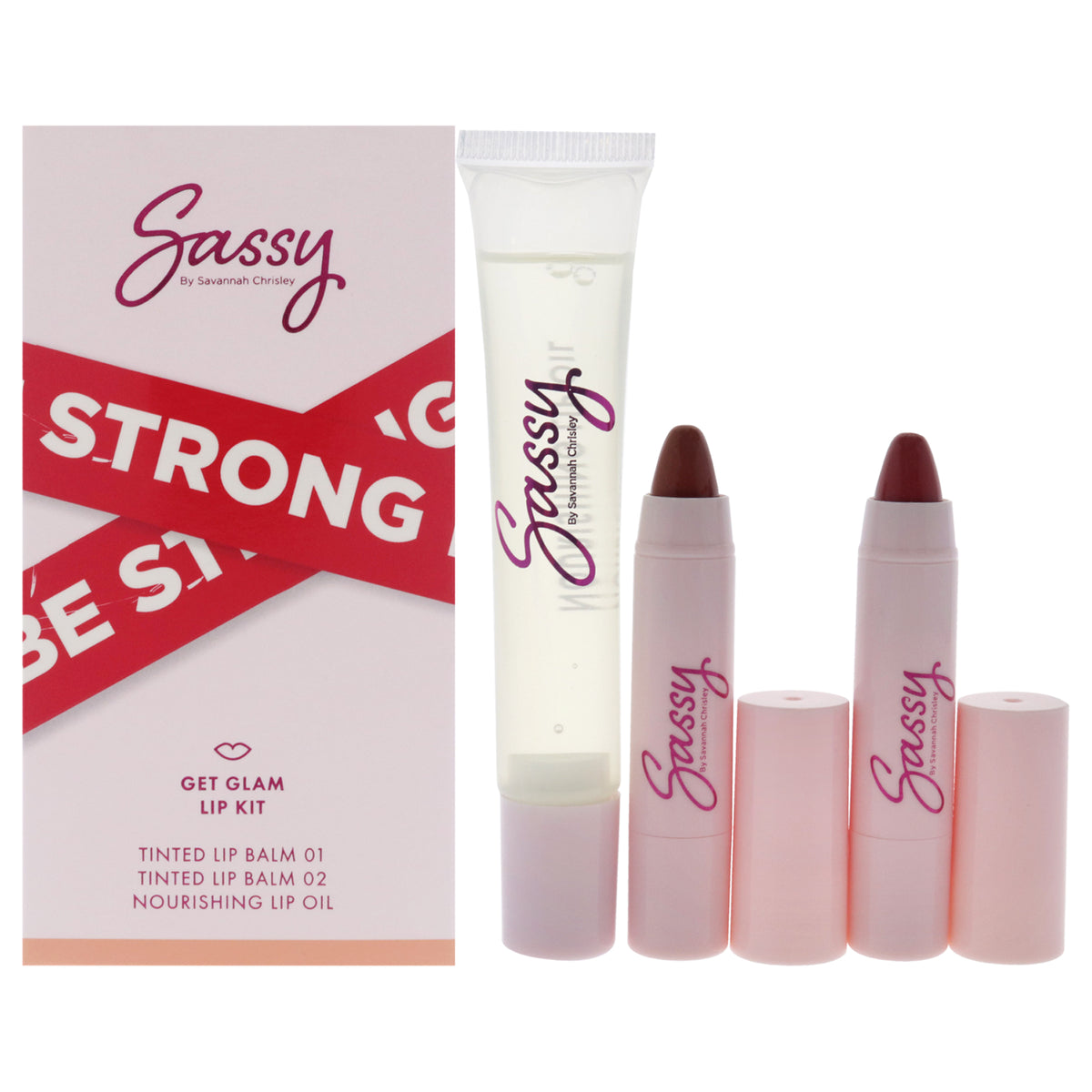 Breakup Collection Lip Kit  Get Glam by Sassy by Savannah Chrisley for Women  3 Pc Nourishing Lip Oil  2Pc Tinted Lip Balms