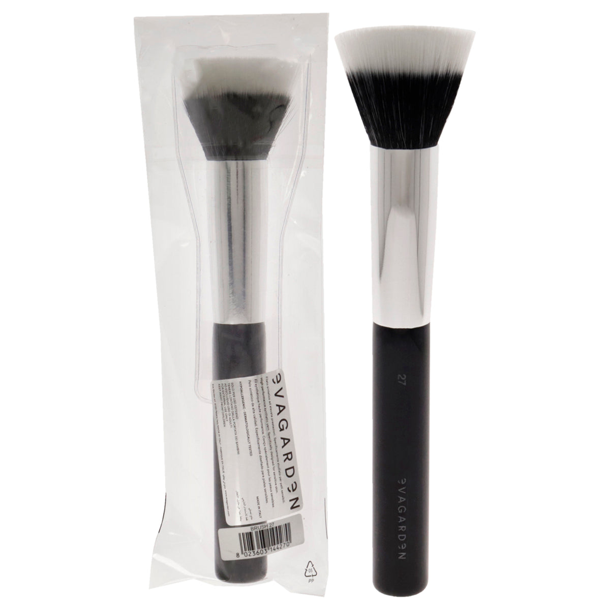 Brush Fluid Foundation  27 Double Fiber by Evagarden for Women  1 Pc Brush