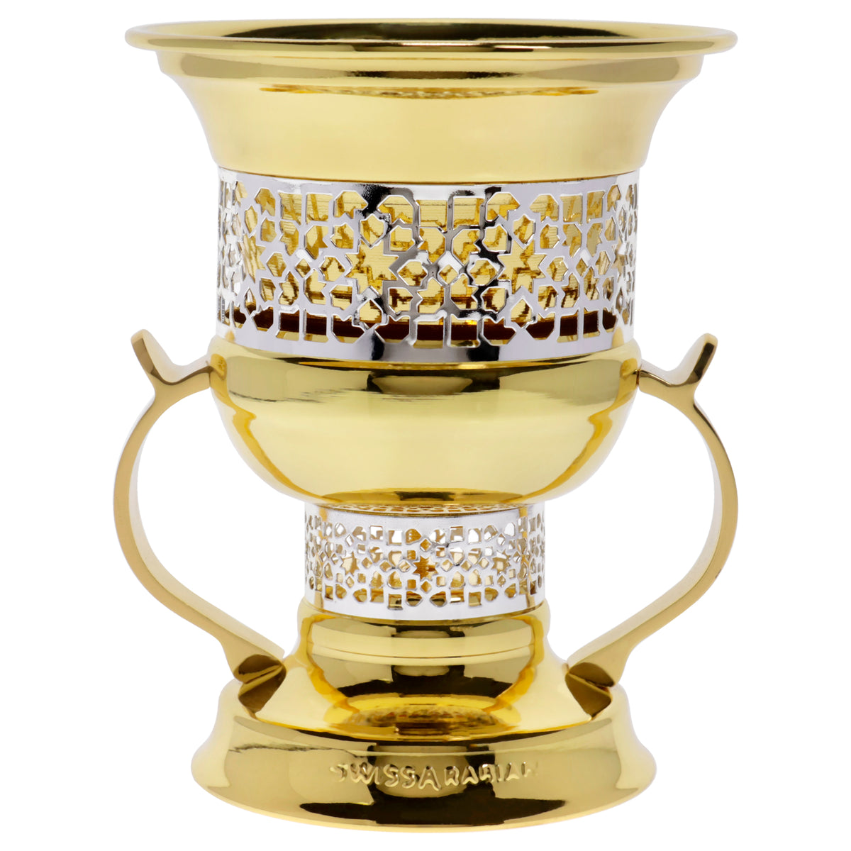 Metallic Goblet Charcoal Mubkhara Incense Burner  LargeGold by Swiss Arabian for Unisex  1 Pc Bakhoor