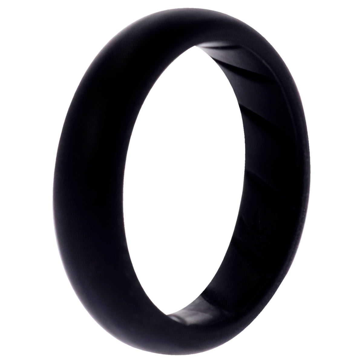 Silicone Wedding Ring  Dome Solid BR Comfort Fit  BasicBlack by ROQ for Women  8 mm Ring