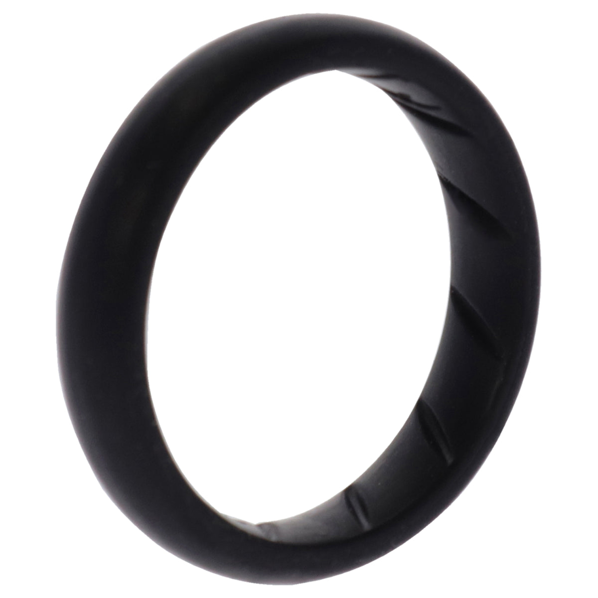 Silicone Wedding Ring  Dome Solid BR Comfort Fit  BasicBlack by ROQ for Women  11 mm Ring