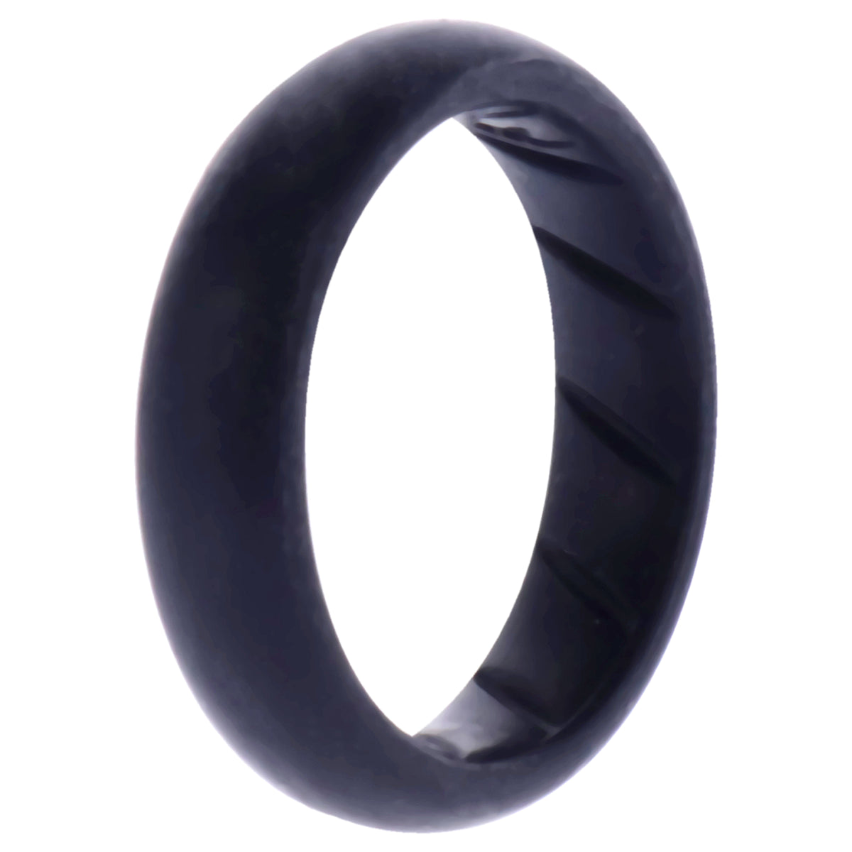 Silicone Wedding Ring  Dome Solid BR Comfort Fit  BasicBlack by ROQ for Women  7 mm Ring