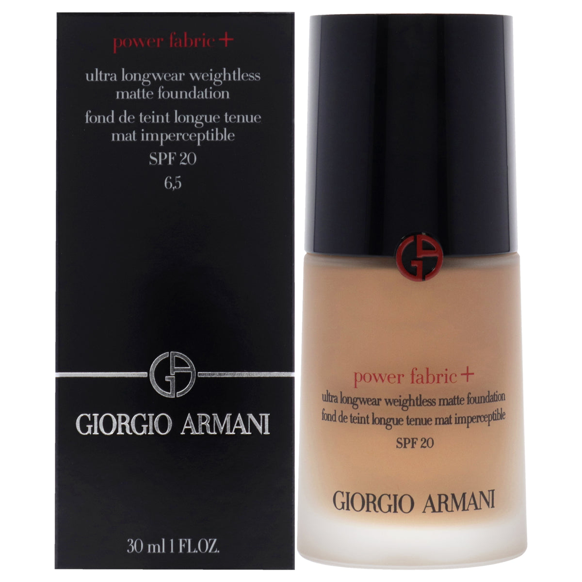 Power Fabric Plus Longwear Weightless Matte Foundation SPF 20  65 by Giorgio Armani for Women  1 oz Foundation