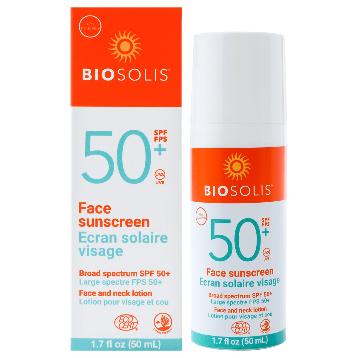 Face Sunscreen and Neck Lotion SPF 50 by Biosolis for Unisex  17 oz Sunscreen