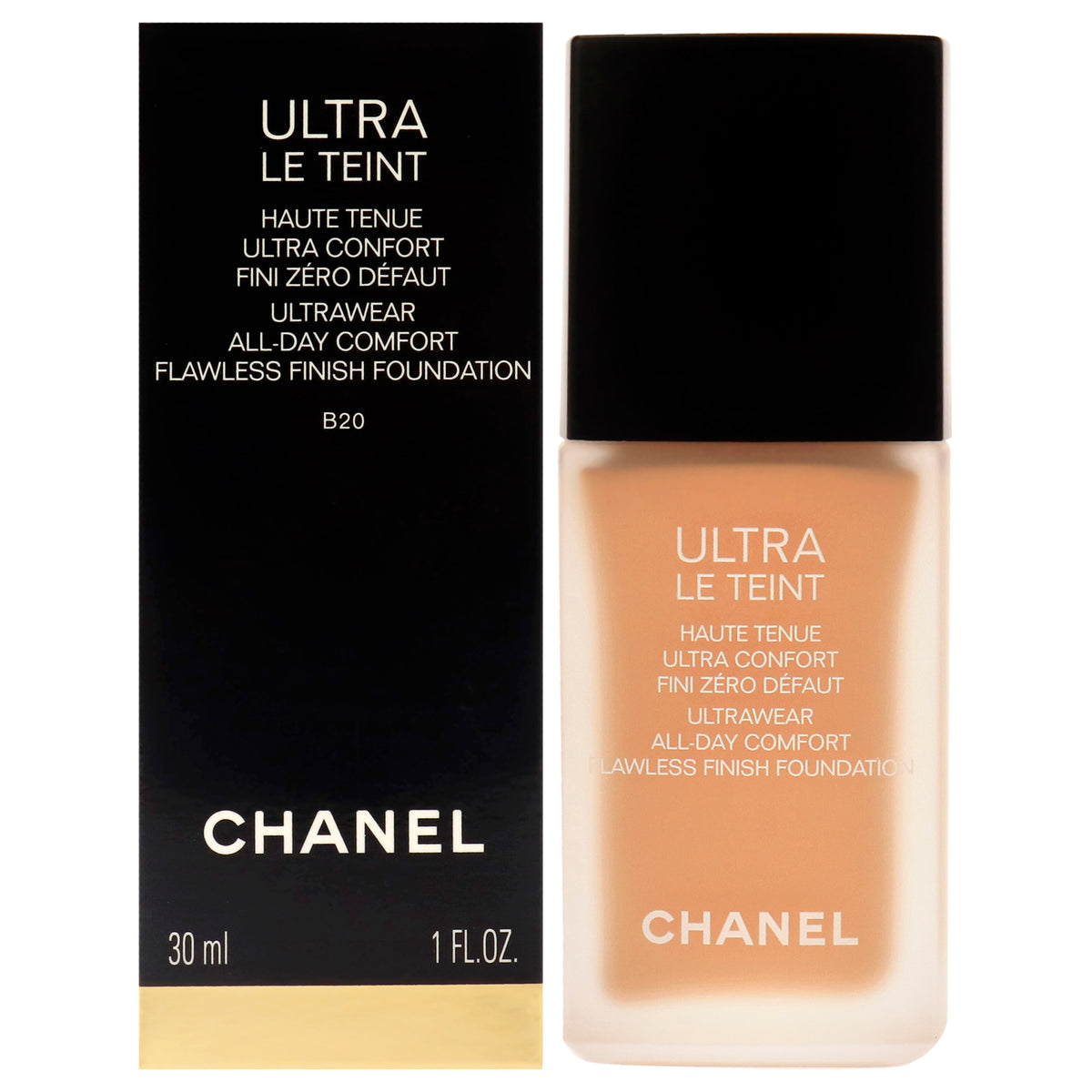 Ultra Le Teint Ultrawear Flawless Foundation  B20 Light Medium Neutral by Chanel for Women  1 oz Foundation