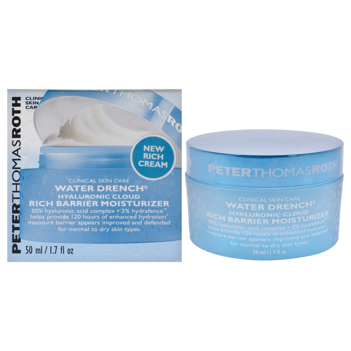 Water Drench Hyaluronic Cloud Rich Barrier Moisturizer by Peter Thomas Roth for Unisex  17 oz Moisturizer