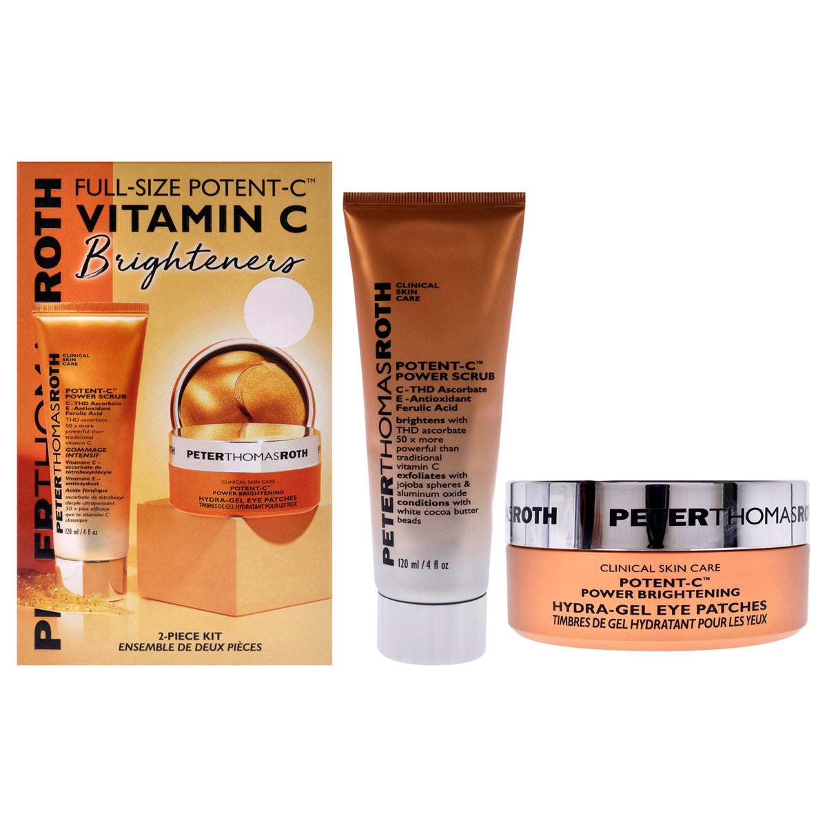 PotentC Vitamin C Brighteners by Peter Thomas Roth for Women  2 Pc 4oz PotentC Power Scrub  60 PotentC Power Brightening Hid