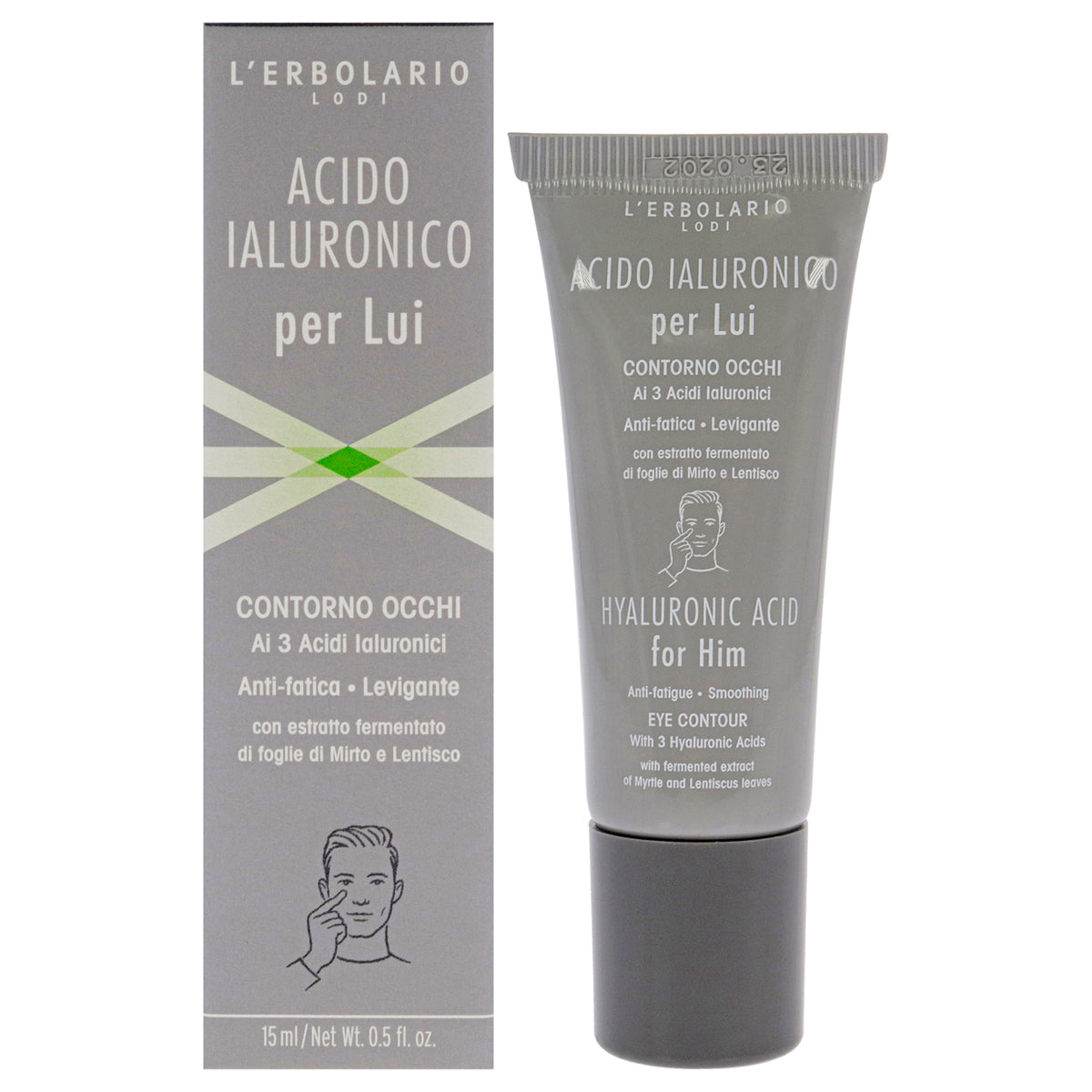 Hyaluronic AntiFatigue Smoothing Eye Contour by LErbolario for Men  05 oz Gel