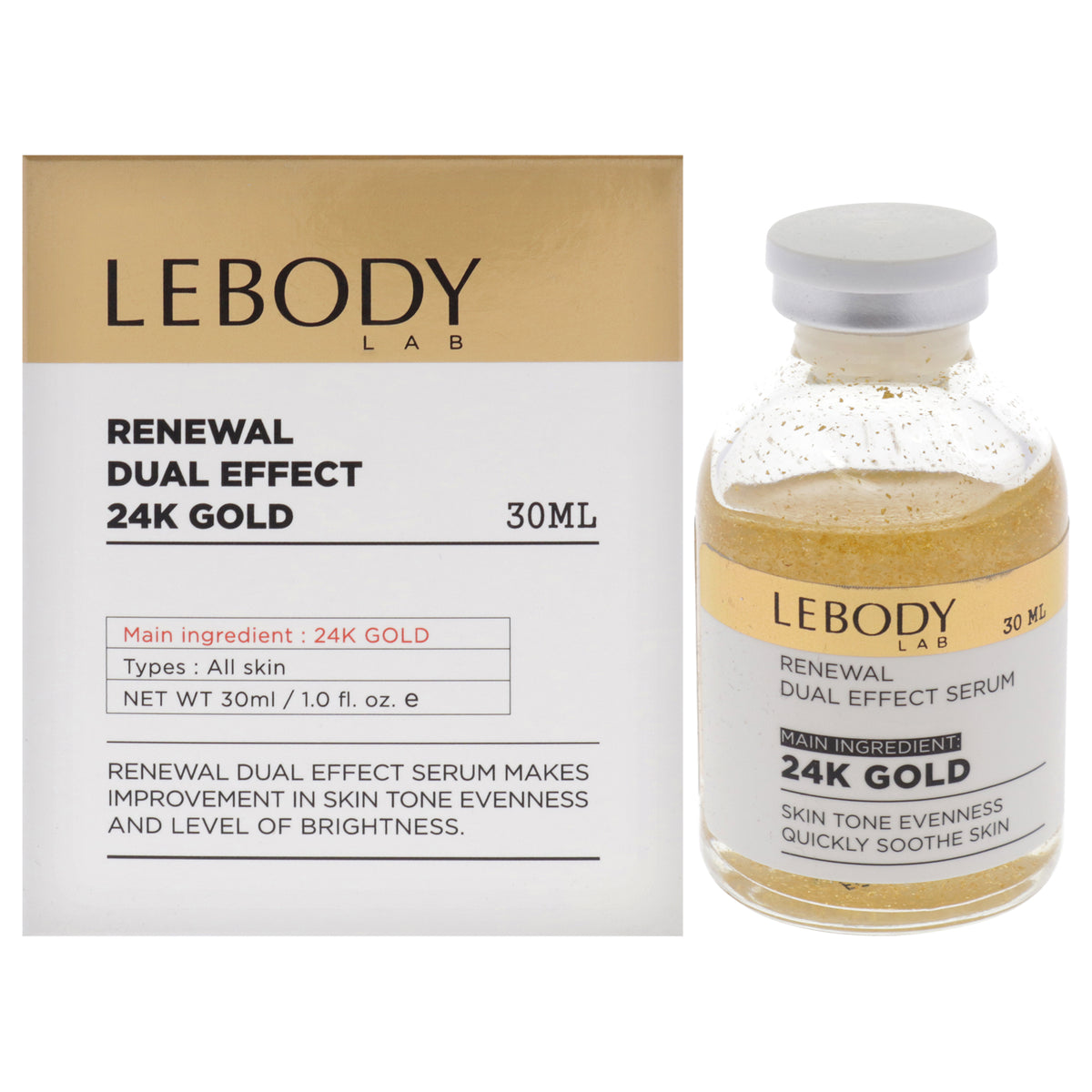 Lab Renewal Dual Effect Serum  24K Gold by Lebody for Women  1 oz Serum