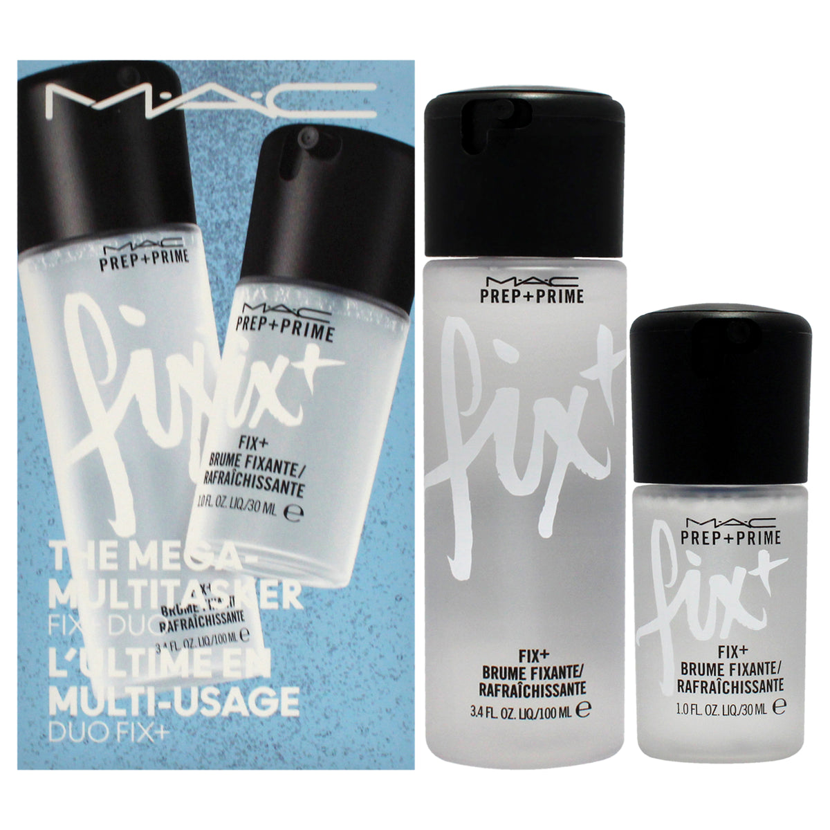 The Mega Multitasker Fix Plus Duo by MAC for Women  2 Pc 1oz Prep Plus Prime Fix Plus  34oz Prep Plus Prime Fix Plus