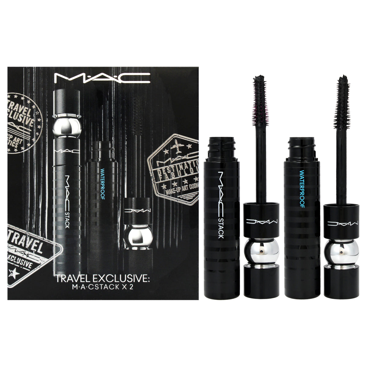 Stack Mascara Duo by MAC for Women  2 Pc 041oz Superstack Mega Brush  Black  041oz Superstack Mega Brush Waterproof  Black