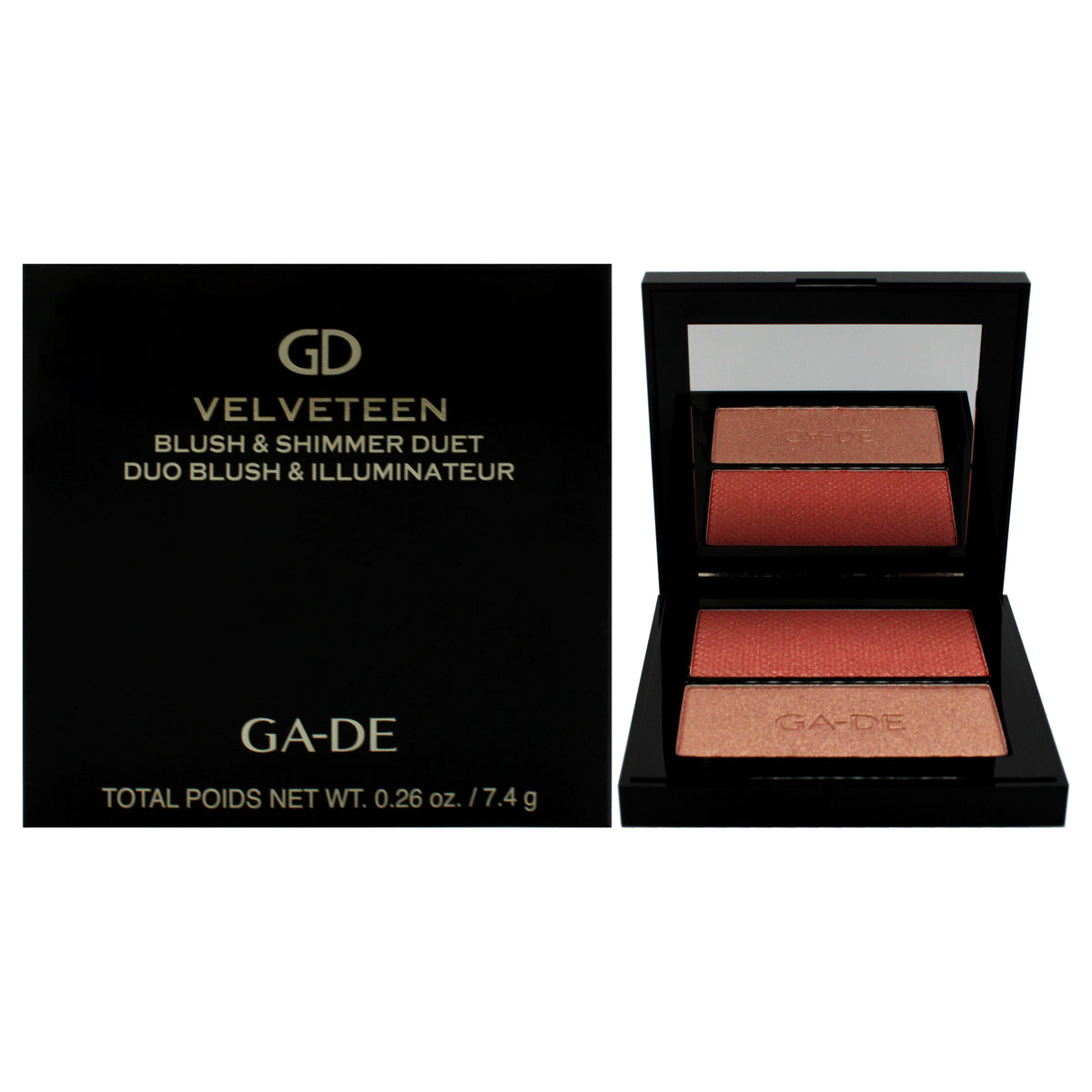 Velveteen Blush and Shimmer Duet  48 Peach and Glow by GADE for Women  026 oz Blush