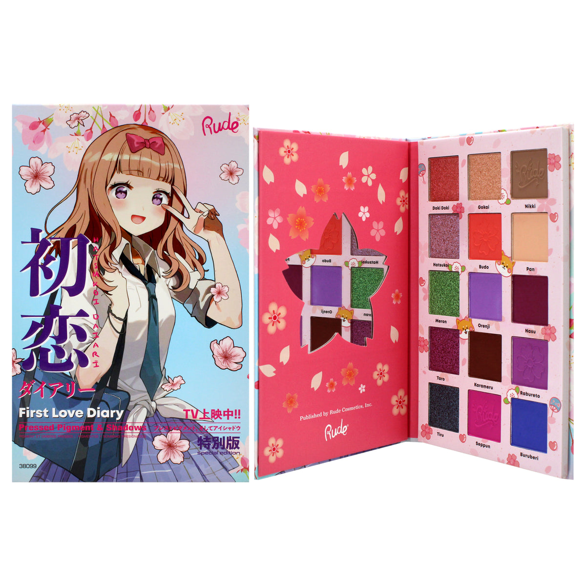 Manga Collection Pressed Pigments and Shadows Palette  First Love Diary by Rude Cosmetics for Women  077 oz Palette