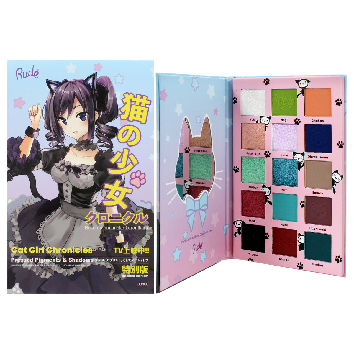 Manga Collection Pressed Pigments and Shadows Palette  Cat Girl Chronicles by Rude Cosmetics for Women  077 oz Palette